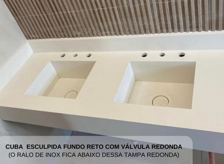 Cuba Esculpida Fundo Reto com Válvula Redonda