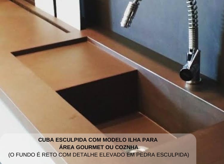 Cuba Esculpida com Modelo Ilha Para Área Gourmet ou Cozinha