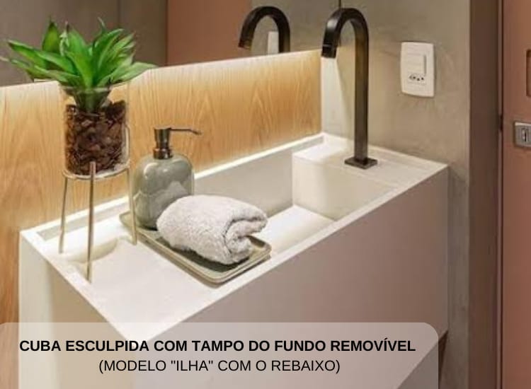 Cuba Esculpida com Tampo do Fundo Removível